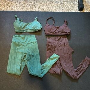 Vitality / balance Athletica/ SMALL/ cloud leggings & sports bra/ jade & brown